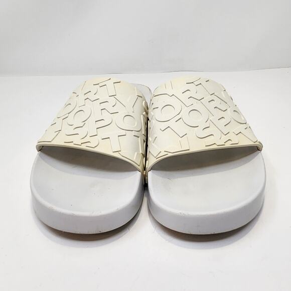 Tory Sport White Cream Embossed Logo Slide Women Size 9M Tory Burch Casual Shoe - Picture 3 of 8